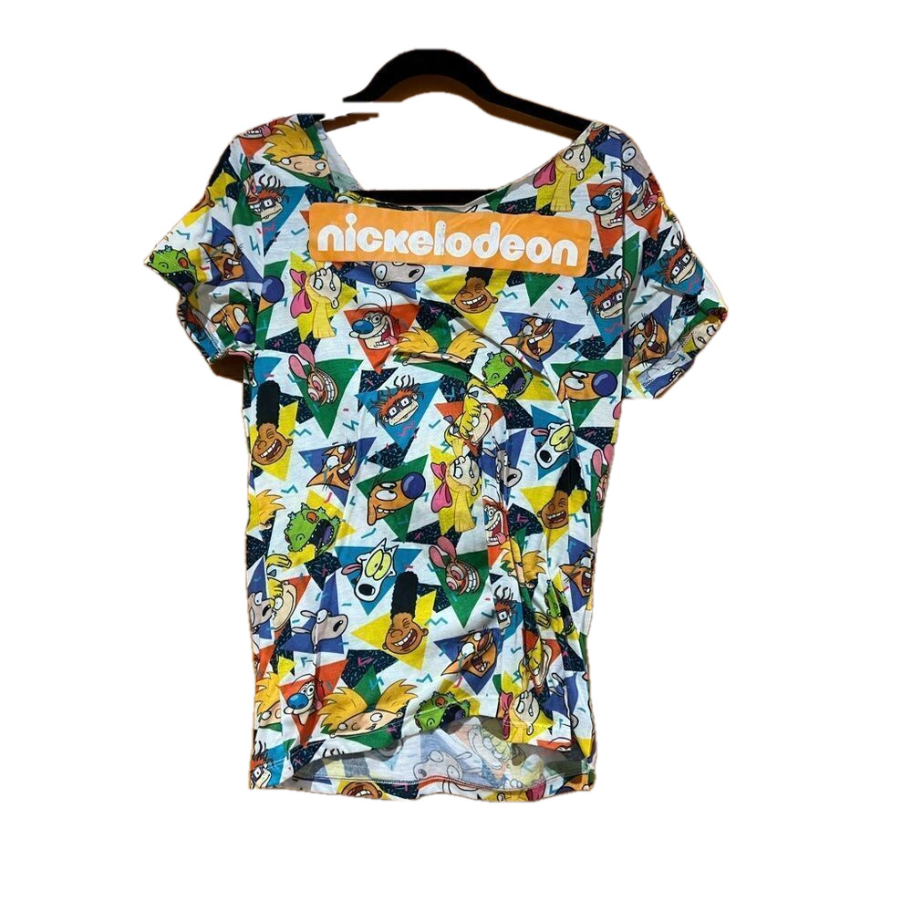 Vintage Nickelodeon T-Shirt Men's Inspired TV Shows All-Over Print Graphic S